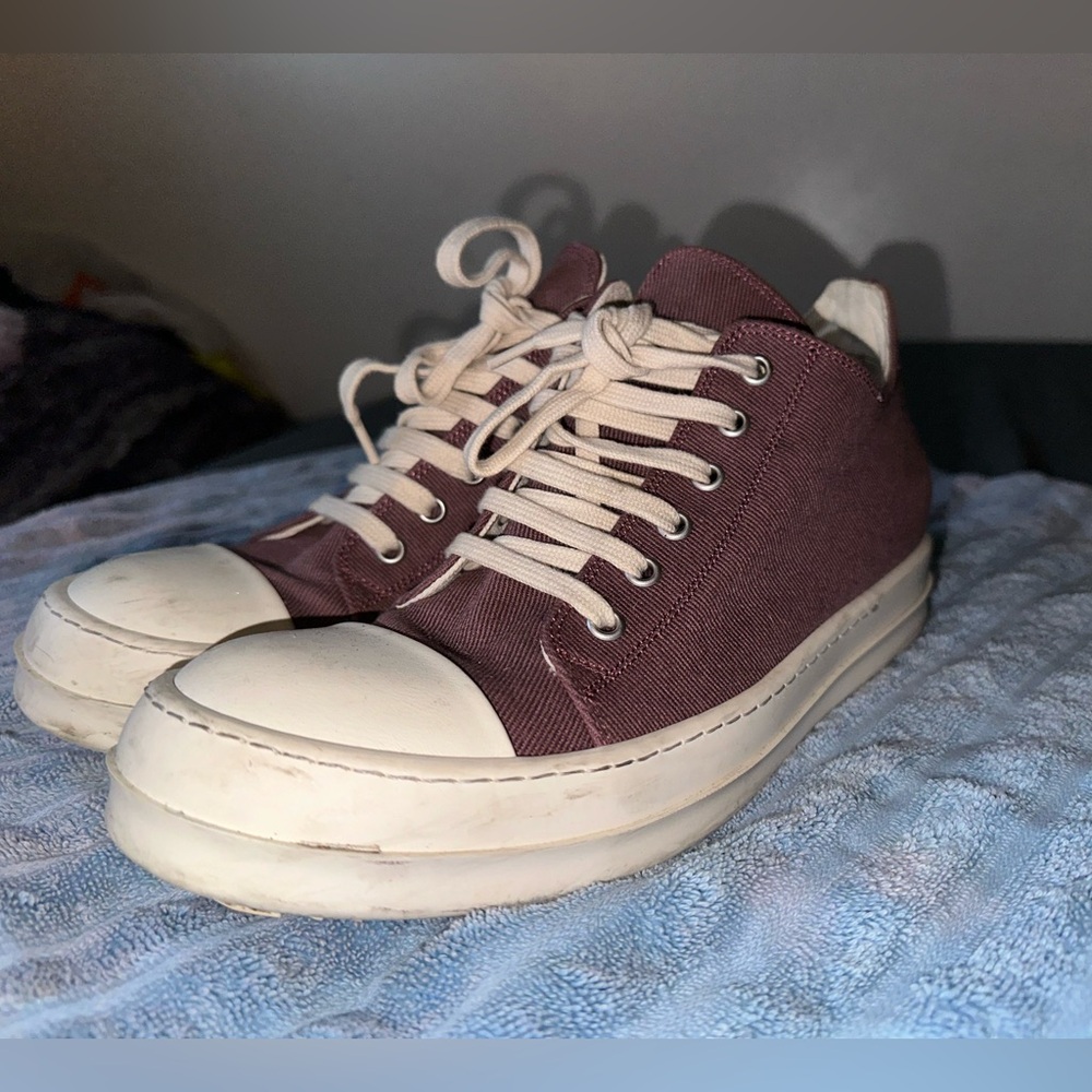 RICK OWENS Purple Overdyed Denim Sneakers
